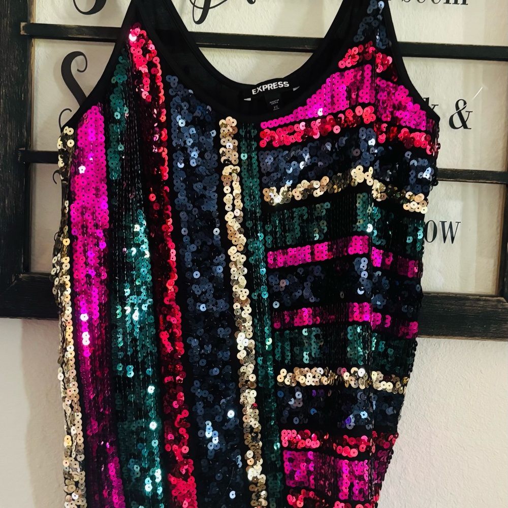 Express Multicolor Sequin XS Top